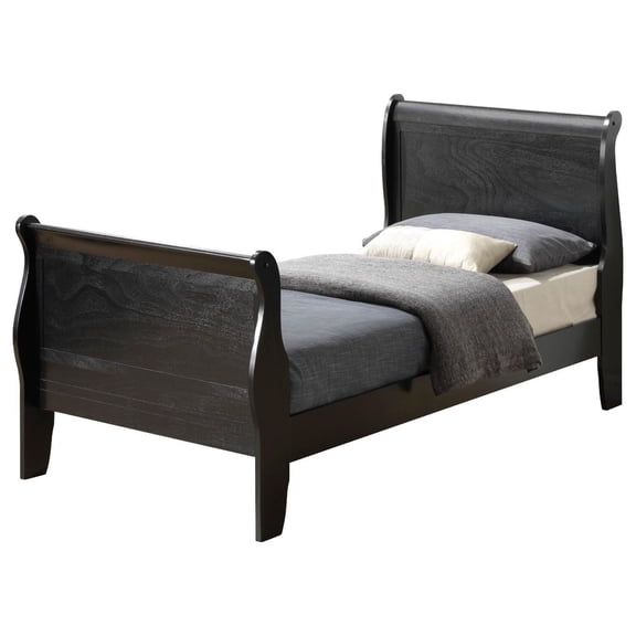 Sleigh Bed Frame Full Size Platform Bed Elegant Bedroom Furniture Gray Finish