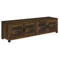 thumbnail image 1 of Homestock French Fabulous Rectangular TV Console 78.75x15.5x21 - Glass Doors, Adjustable Shelves, Dark Pine, 85" TV Max, 300 lbs Capacity, 1 of 6