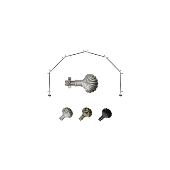 Bay Window Curtain Rod - 6-Sided Corner Rod, Satin Nickel Finish - French Flair Drapery Hardware