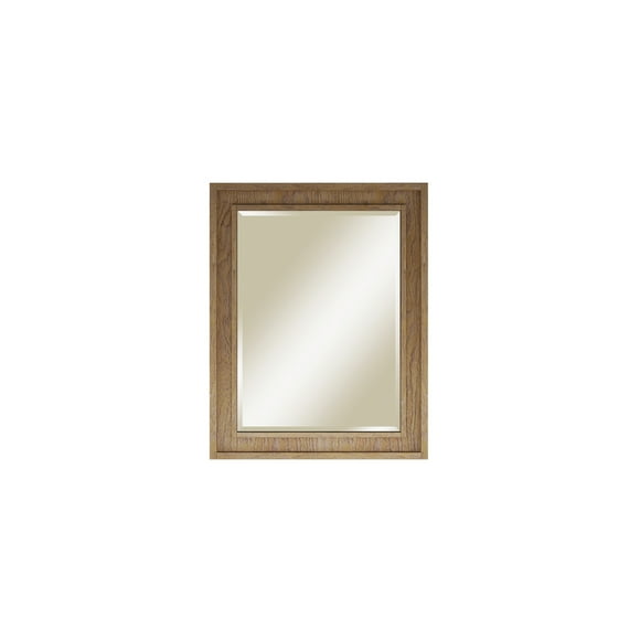 Framed Wall Mirror 30x40 Inch, Rustic Oak Finish Accent Mirror for Bathroom, Living Room Decor