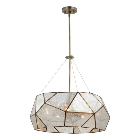 Mid-Century Pendant Light - 5 Light Brass Mercury Glass Modern Chandelier