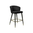 thumbnail image 1 of HomeStock City Chic Modern, Contemporary Velvet Upholstered Counter Height Stool with Channel Tufting and Gold Tipped, Black Metal Legs, Grey, 20" W x 21" D x 36.5" H-Color:Black, 1 of 10