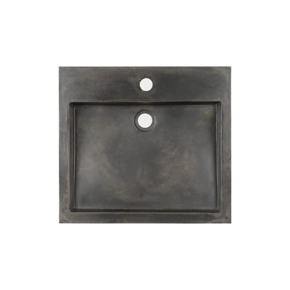 Homestock French Flair Rectangle Concrete Basin With 3 Layer Waterproof Coating, Pre-Drilled Single Faucet Hole, Copper Green
