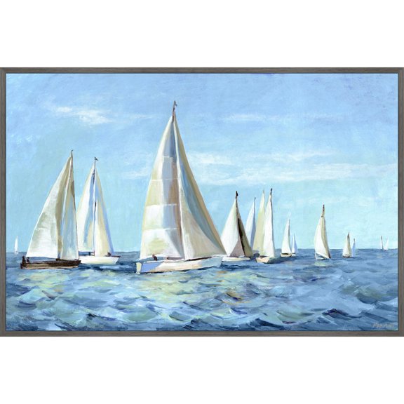 Canvas Wall Art Print Sailboat Ocean Scene - Large Home Decor Painting 45x30 Inch