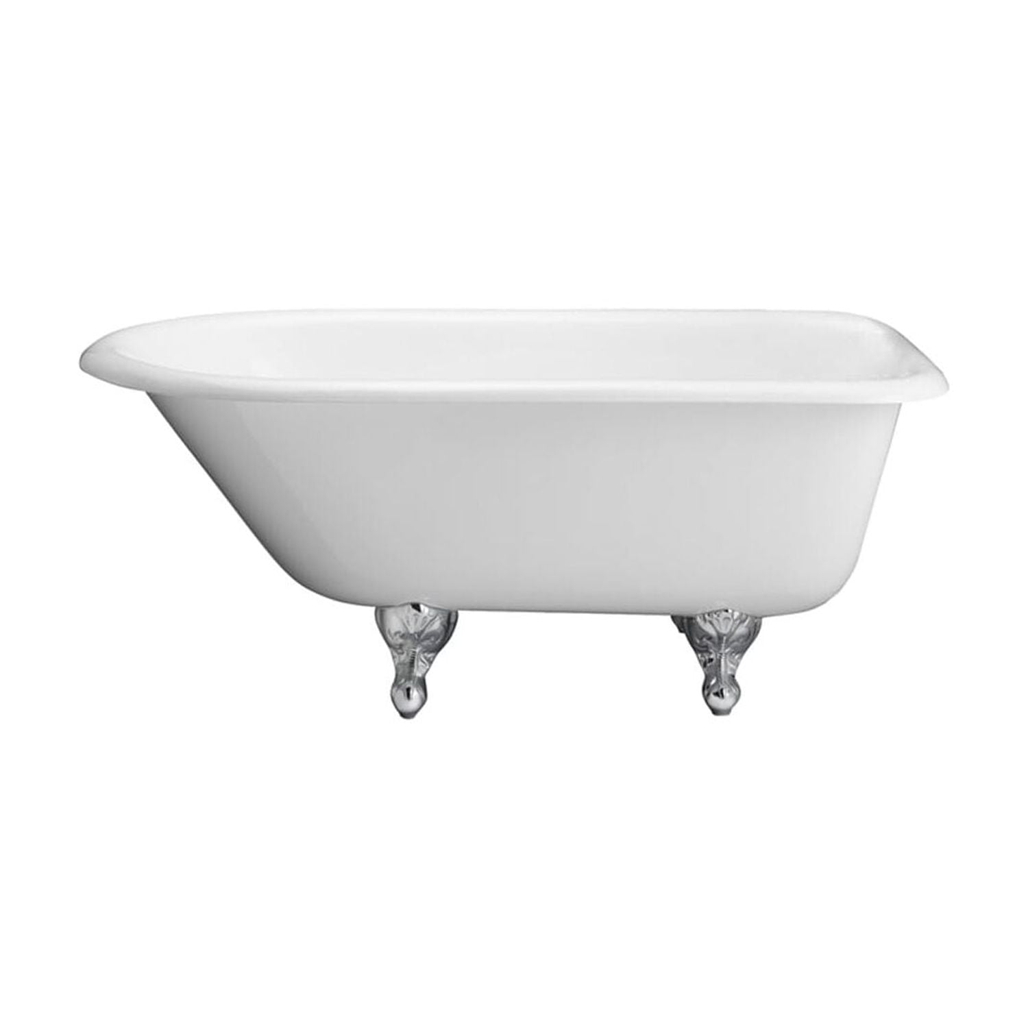 Elegant White Cast Iron Clawfoot Freestanding Bathtub, 48-inch