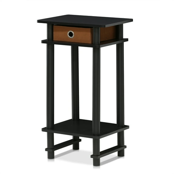 Tall End Table with Storage Drawer - Modern Accent Table, Living Room Side Table, Espresso Finish