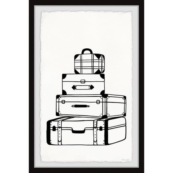 Travel Suitcase Wall Art Print - Framed Abstract Decor - Modern Home Canvas Painting - 24x36 Inch