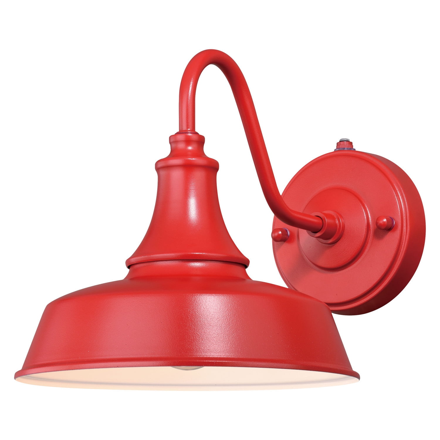 Homestock Global Greatness 1 Light Dusk To Dawn Red White Barn Dome Outdoor Wall Lantern