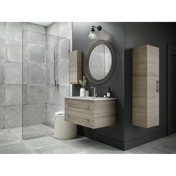 Wall Mounted Vanity 30" W/Top - Floating Bathroom Vanity, Wood Finish, Easy Install, No Assembly Required