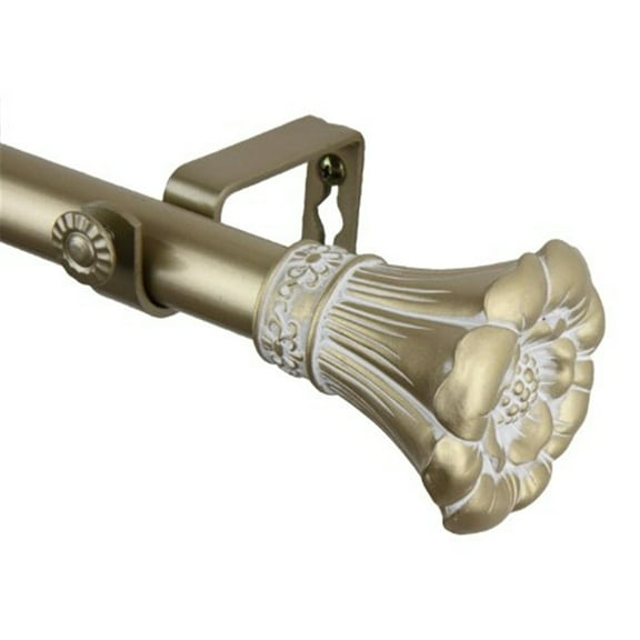 Adjustable Curtain Rod 28-48 Inch - Metal Rod with Finials - Light Gold Window Treatment Hardware