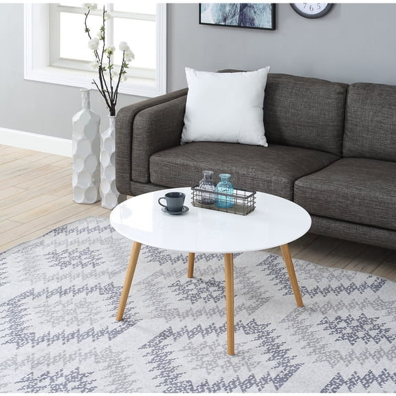 Homestock Global Greatness Round Coffee Table - 31.5"D X 31.5"W X 18.25"H, Crafted From Solid Wood And Mdf, Living Room, Base Type Leg