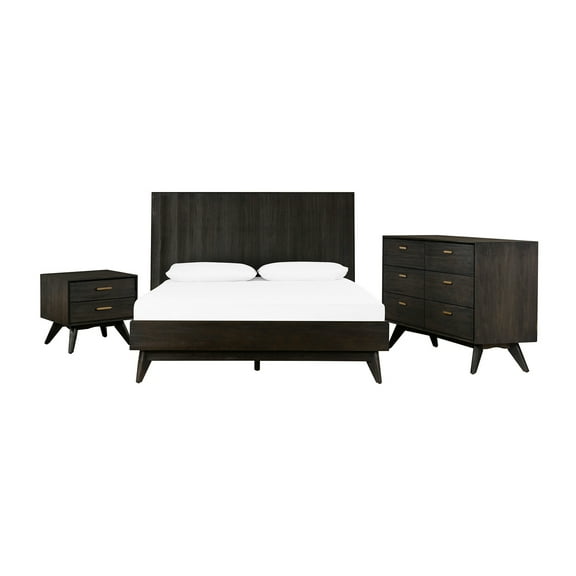 Acacia Bedroom Set - 3 Piece Gothic Glamour Bed2 Nightstands