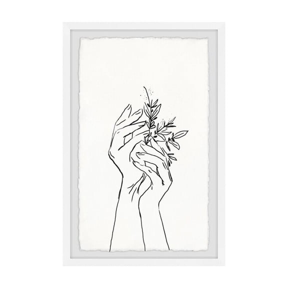 Gothic Glamour Wall Art Print - Framed Painting for Home Decor - Black White Flower Hand Design - 8x12 Inch