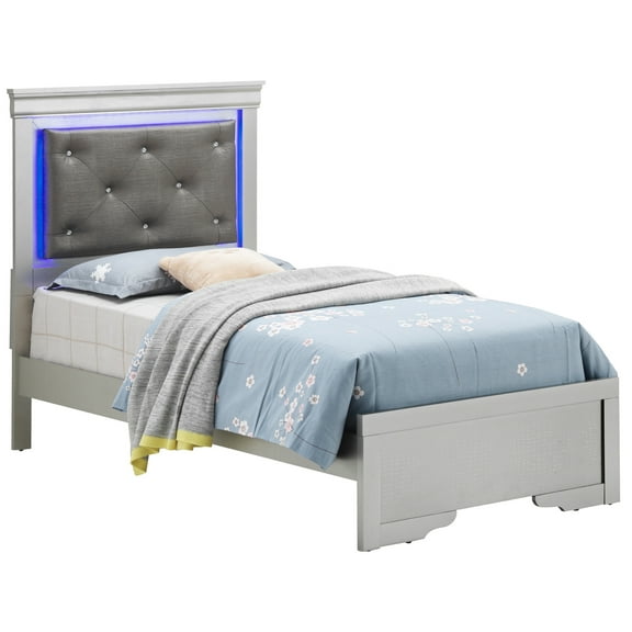 Homestock Gothic Glamour Twin Bed , Silver Champagne