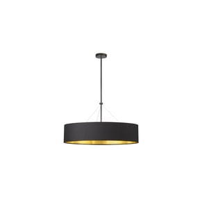 Homestock Gothic Grace 4 Light Incandescent Chandelier, Aged Brass W/ Black/Gold Shade