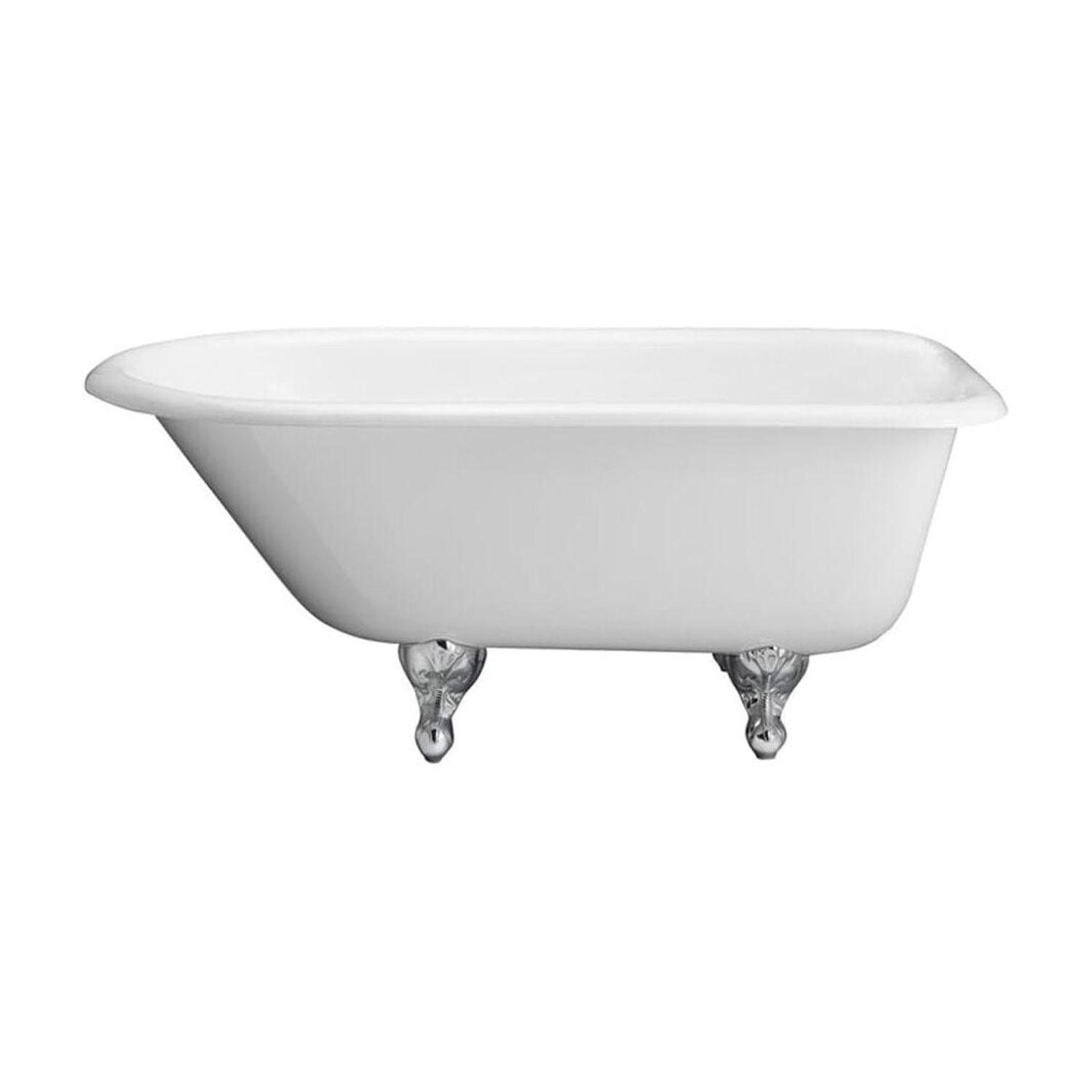 Freestanding Cast Iron Bathtub - 57 Gallon Roll Top Tub - Satin Nickel Finish - Bathroom Upgrade