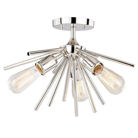 Sputnik Flush Mount Ceiling Light - Mid Century Modern Semi Flush Light Fixture - Nickel Finish