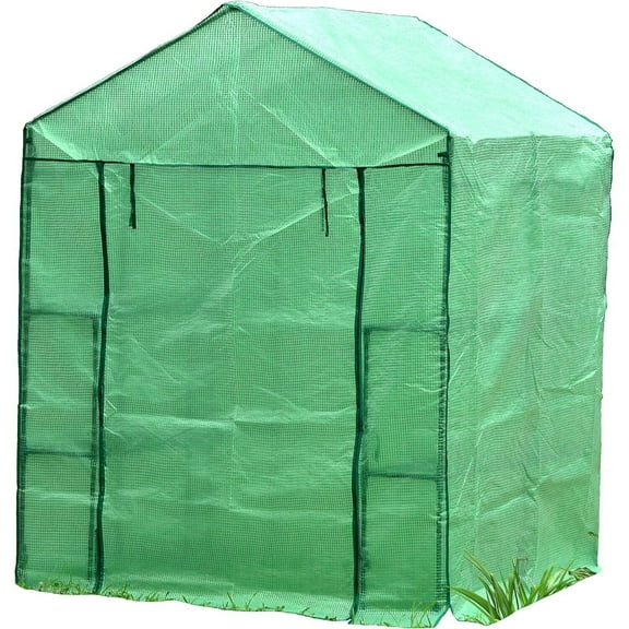 Portable Greenhouse Walk-in - 61" L x 56" W x 79" H - Plant Protection Shelter with Shelves
