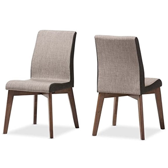 Homestock Gothic Grandeur Beige And Brown Fabric Dining Chair Set Of 2, Solid Back, Fabric Upholstered, Gravel Color, 22.83"D X 19.49"W X 34.84"H