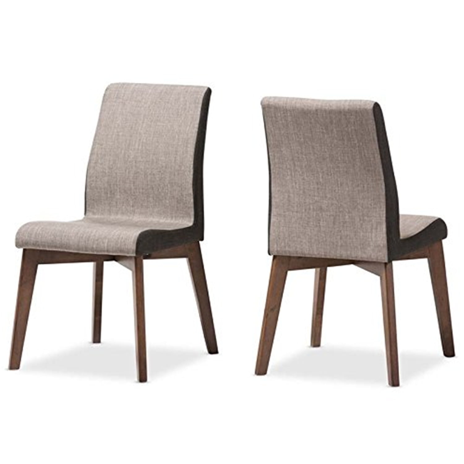 Walnut Brown Leather & Wood Upholstered Side Chair
