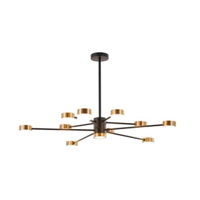 Gothic Ceiling Light Fixture - Black Metal Chandelier with White & Gold Accents - Modern Ceiling Lamp