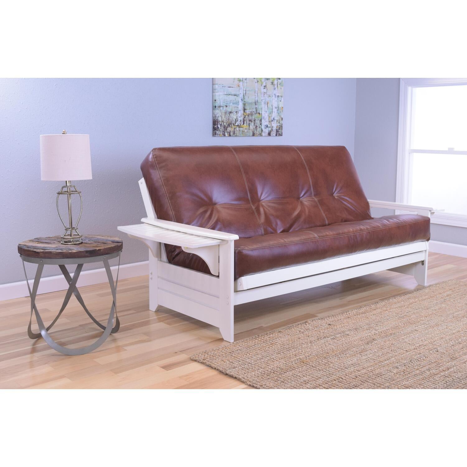 Homestock Gothic Grandeur Futon Frame/Antique White Finish/Oregon Trail