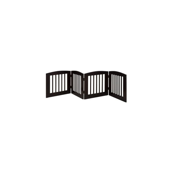 Gothic Pet Gate - Bifold Wood Pet Barrier, Secure Locking, 96 Inch Wide, Cappuccino Finish