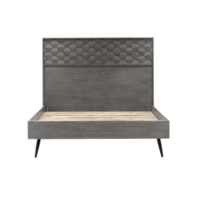 Gothic Platform Bed Frame Grey Acacia Wood Modern Bed|Homestock