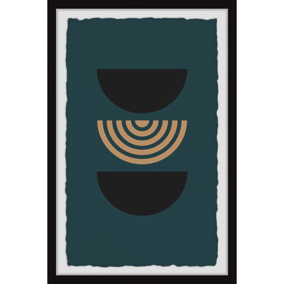 Abstract Half Circle Wall Art - Framed Canvas Print for Living Room Decor - Modern Home Accent