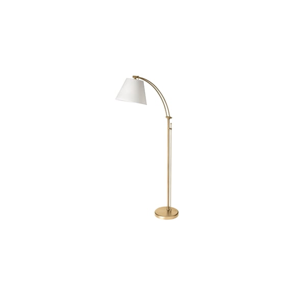 Homestock Handcrafted Haven 1 Light Incan Adjustable Floor Lamp, Aged Brass W/ White Shade