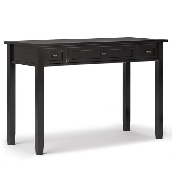 Homestock Handcrafted Haven 48" Wide Transitional Writing Desk - Hickory Brown, Solid Wood, Brushed Nickel Knobs, 31.5" High