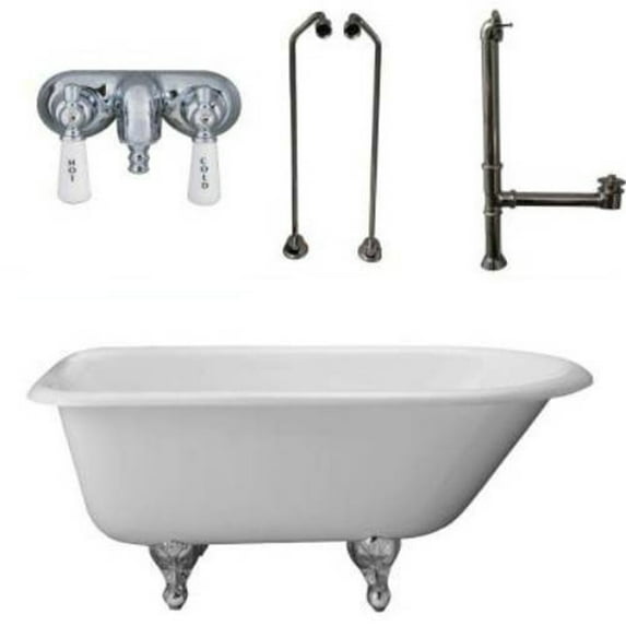 Freestanding Clawfoot Bathtub 60" Roll Top - Acrylic Tub Shower Combo - Chrome Finish Oval Bathtub
