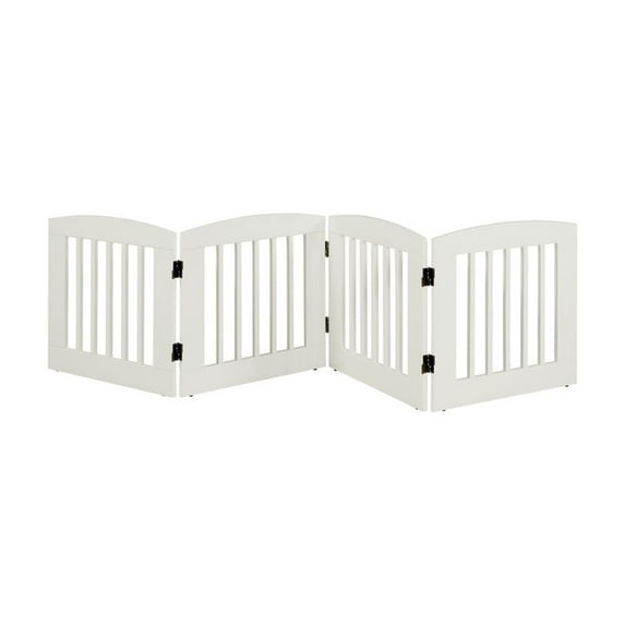 Handcrafted Pet Gate Bi Fold Wood Pet Barrier Free Standing 96 Inch Wide