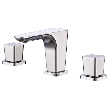Homestock Handcrafted Haven Polished Chrome Bathroom Faucet 8x4.4x1.3 in - Solid Brass, Widespread Deckmount Installation, Double Knob Control