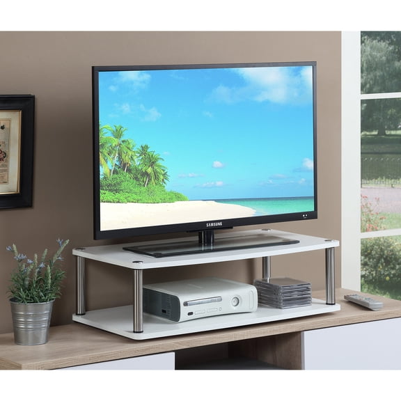 HomeStock Handcrafted Haven XL Two Tier Swivel, 360-Degree Motion, 9.25"H x 15.75"W x 31.5"L, Ideal for TVs and Monitors, Sturdy Design with Enhanced Flexibility