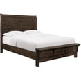 thumbnail image 1 of Handmade Gray Brown Bed - Curved Headboard & Built-In Bench Footboard - Modern Rustic Bedroom Furniture, 1 of 9