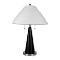 thumbnail image 1 of Homestock Hollywood Regency 28" Metal Table Lamp, Black/Silvertone Base, White Linen Shade, Striking Design with Dual Chain Pulls, 1 of 1