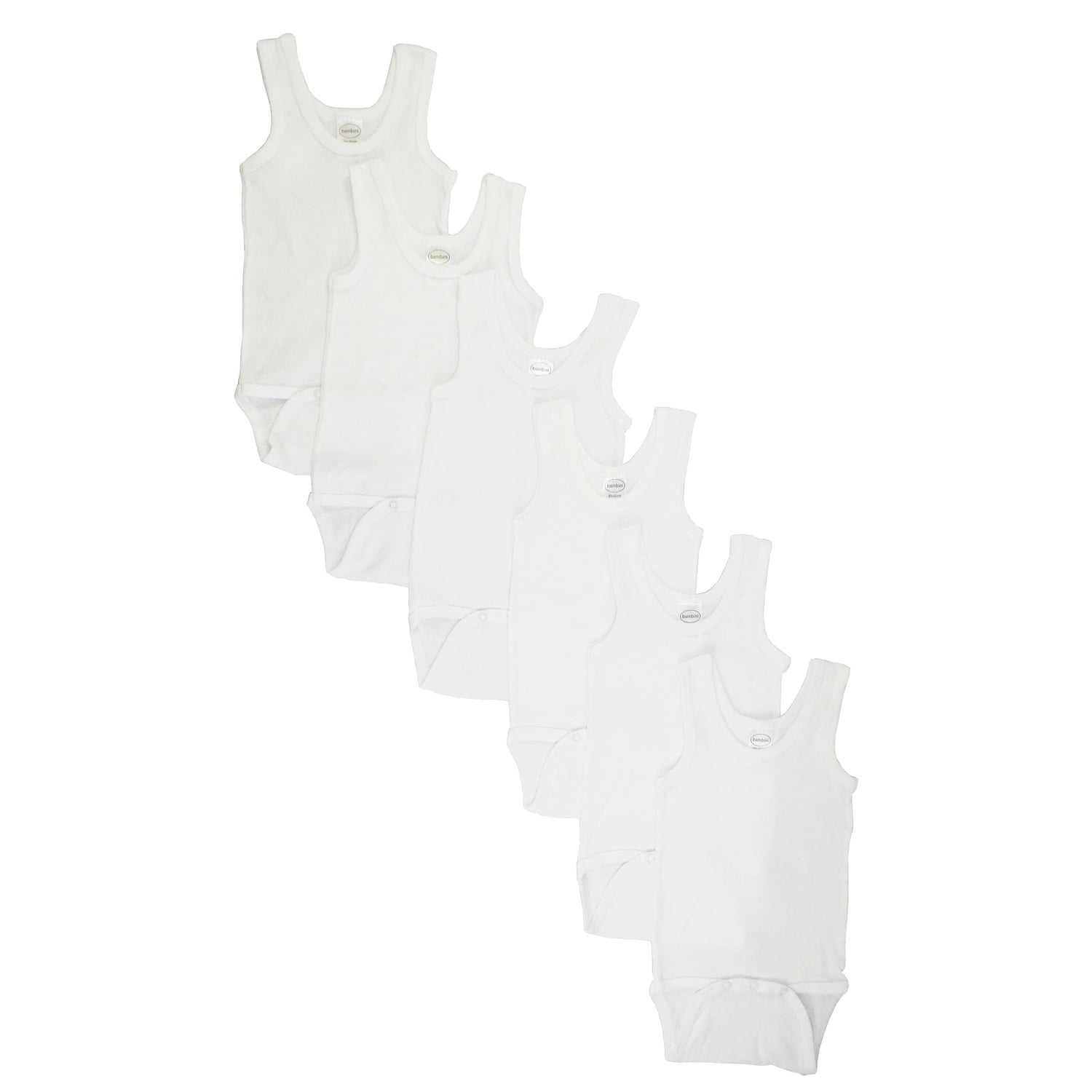 Newborn Tank Top Onesies 6 Pack - Soft Cotton Baby Clothes Set - White Sleeveless Bodysuits for Infants