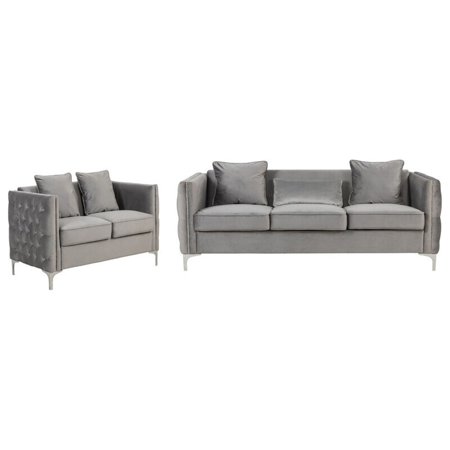 Homestock Hollywood RegencyPink Velvet Sofa Loveseat Living Room Set