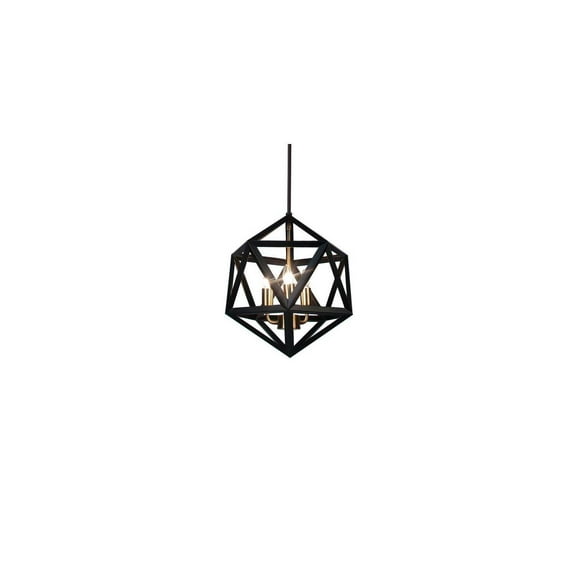 3 Light Chandelier Black Metal, Island Oasis Pendant Lighting, Dining Room & Living Room Decor