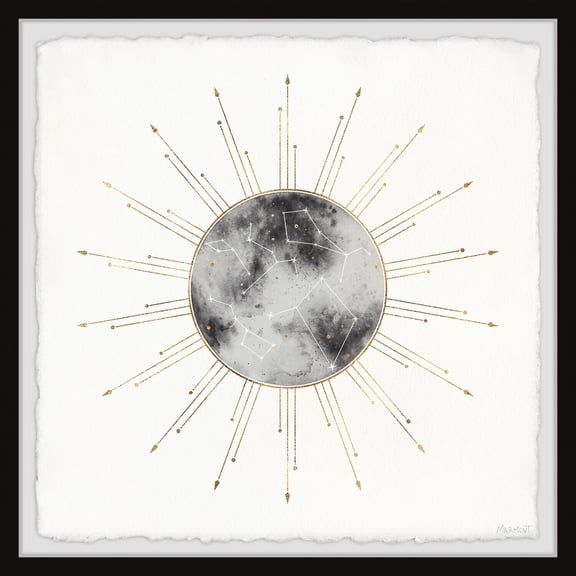 Night Sky Canvas Wall Art - Moon Constellation Painting Print - Large Modern Home Decor - 32x32 Inch