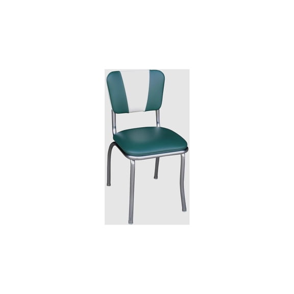 Homestock Chair Chrome, 19.5x15.5x31.5 - Retro Style, Commercial Quality, Vinyl and Steel Construction-Color:Green/White