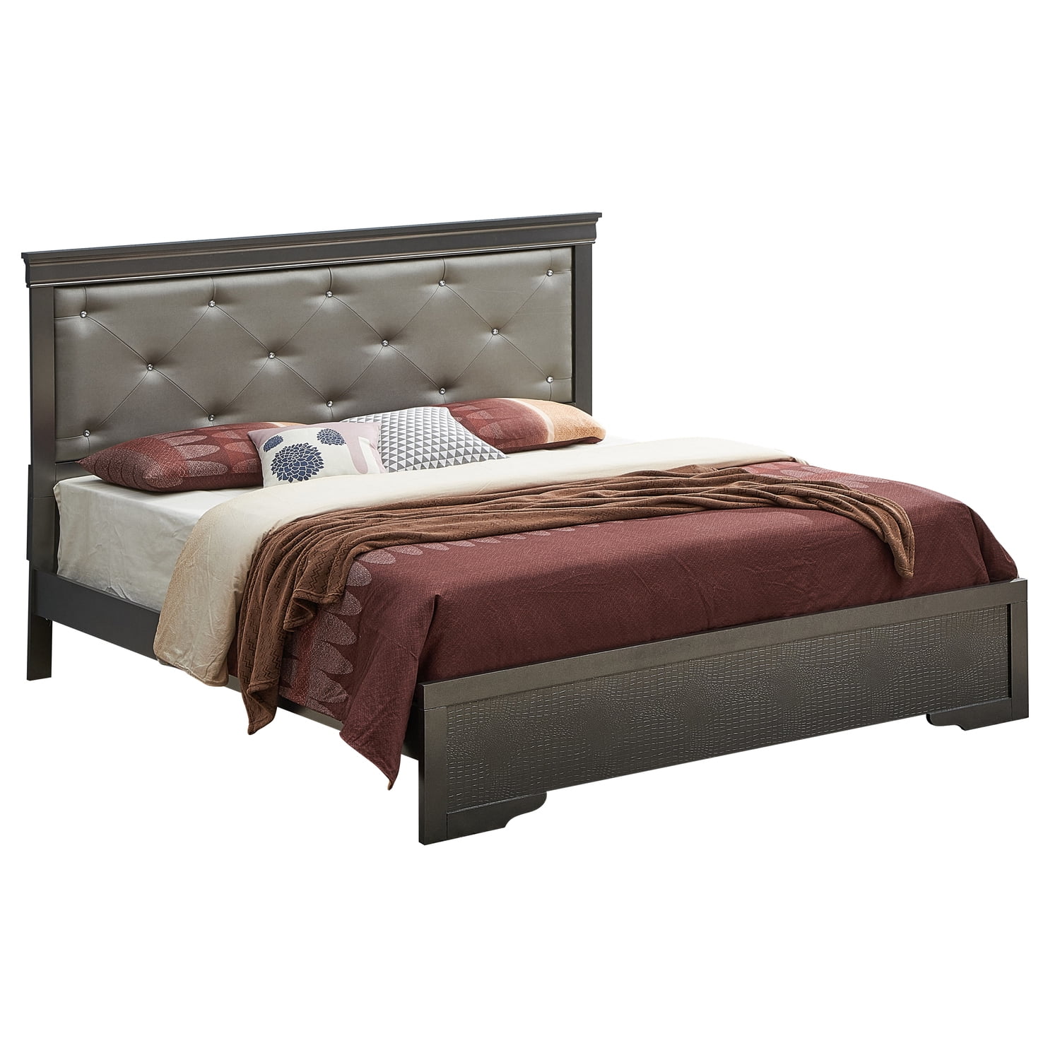 Homestock Lakefront Luxury Queen Bed , Metalic Black