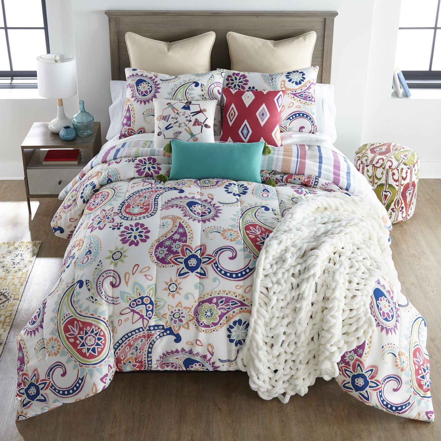 Paisley Floral Reversible Queen Microfiber Comforter Set