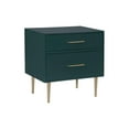 thumbnail image 1 of Homestock Lakeside Living Drawer Night Stand Dark Green, Gold Sculpted Drawer Pulls, Rectangular Nightstand, Gold Metal Legs, 18"D X 25.25"W X 25.75"H, 1 of 8