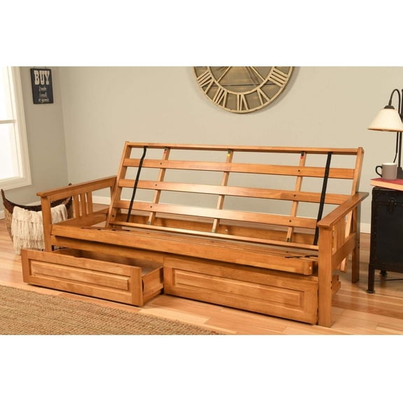 Homestock Lakeside Living Futon Frame/Butternut Finish/Storage Drawers