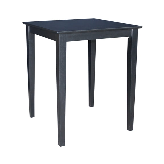 Solid Wood Dining Table - 30x30 Inch Square Table with Sturdy Legs - Black Finish - Kitchen Pub Table