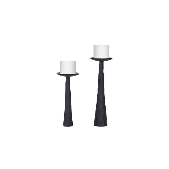 Gothic Candle Holders Set - Medieval Style Aluminum Candle Stands - Matte Black Pillar Candle Holders - Home Decor Accents