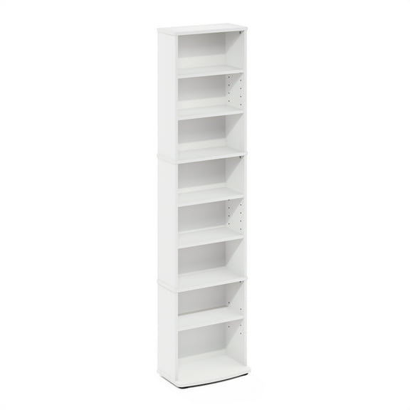 HomeStock Adjustable Shelves Multimedia Storage Tower Rack with Spacious Media Organization, Durable Design, Versatile Rack for DVDs, CDs, Games, and More-Color:White,Size:8 Tier