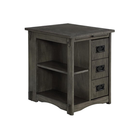 Homestock Medieval Majesty Table Grey - 22.63" L x 18.38" W x 24" H, Hidden Storage, Faux Drawer Front, Ideal for Living Room or Bedroom